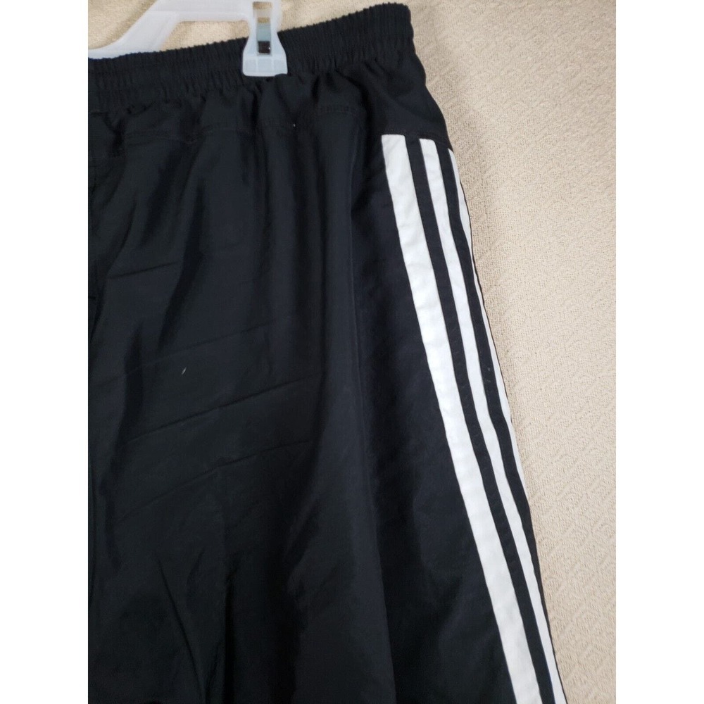 Adidas Track Pants Mens 34x32 Black 100% Polyester Elastic Waist Running Jogging - Picture 6 of 7